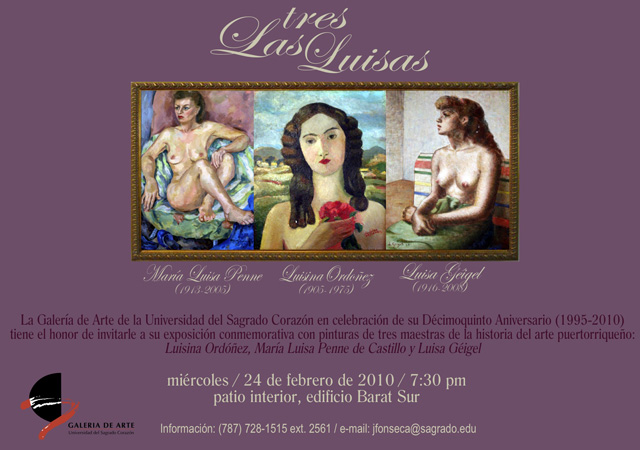 Invitacion a exhivicion colectiva que se incluia la ovra de Luisa Geigel, 200 en la Galeria de Sagrado Corazon